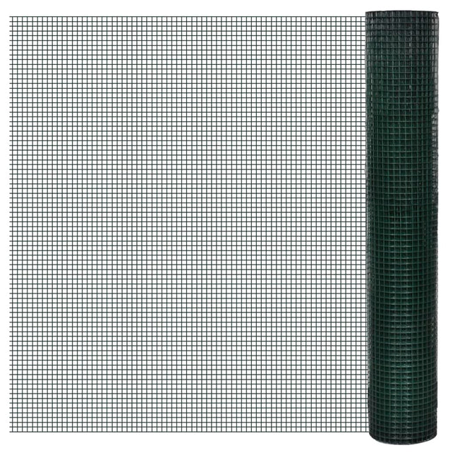 Recinzione in Rete per Pollaio Rivestita in PVC 25x1 m Verde