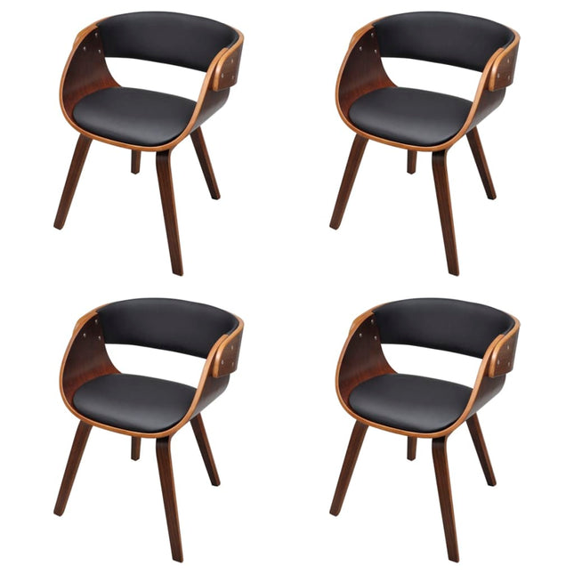 Sedie da Pranzo 4 pz Marroni in Legno Curvo e Similpelle