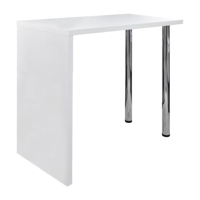 Tavolo da Bar in MDF con 2 Gambe in Acciaio Bianco Lucido