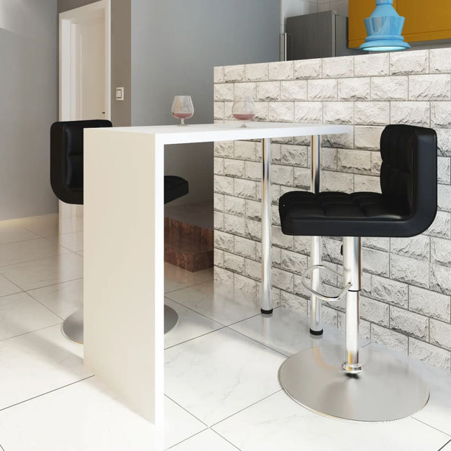 Tavolo da Bar in MDF con 2 Gambe in Acciaio Bianco Lucido