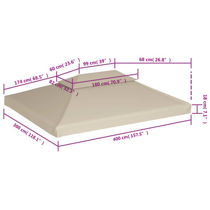 Telo di Ricambio per Gazebo 310g/mÃ‚Â² Beige 3x4m