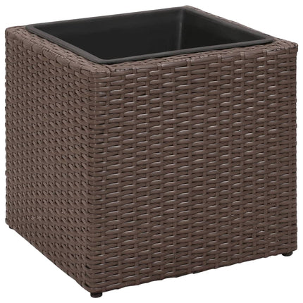 Letti Rialzati da Giardino 3 pz in Polyrattan Marrone