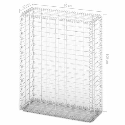 Cesto Gabbione con Coperchio in Filo Zincato 100 x 80 x 30 cm