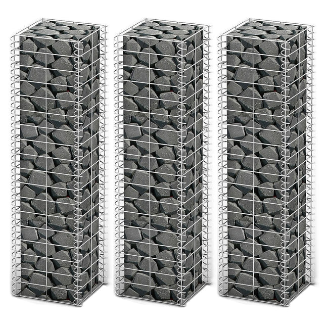 Set Gabbione 3 pz in Filo Zincato 25 x 25 x 100 cm