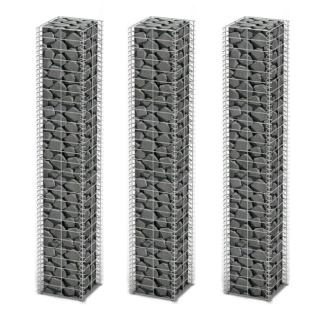 Set Gabbione 3 pz in Filo Zincato 25 x 25 x 150 cm