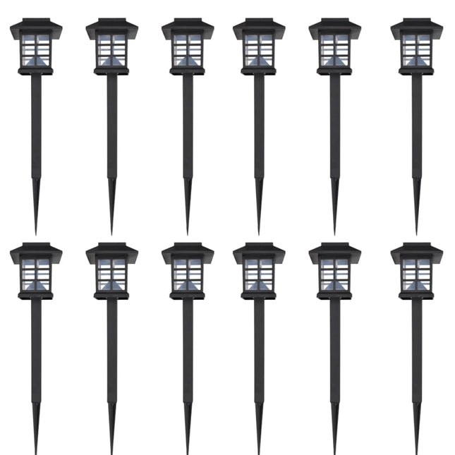 Luce esterna Lampada solare a LED 12 pz con spuntone 8,6 x 8,6 x 38 cm