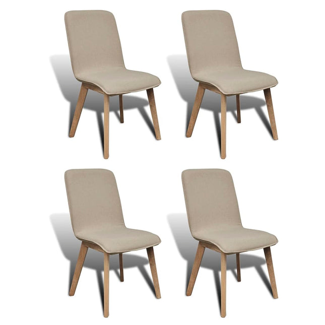Sedie Pranzo 4 pz Beige in Tessuto e Legno Massello di Rovere