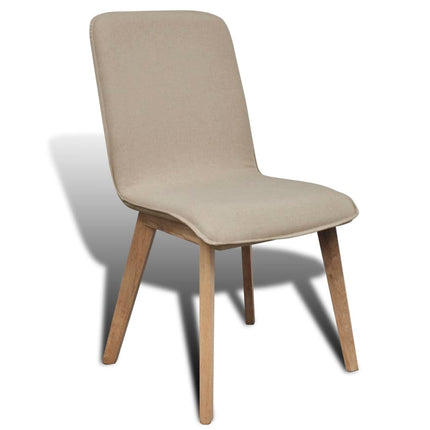 Sedie Pranzo 4 pz Beige in Tessuto e Legno Massello di Rovere