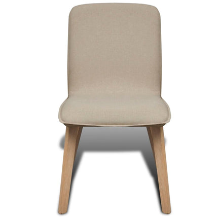 Sedie Pranzo 4 pz Beige in Tessuto e Legno Massello di Rovere