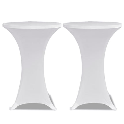 Copritavolo ?60 cm Bianco Tessuto elasticizzato 2 pezzi