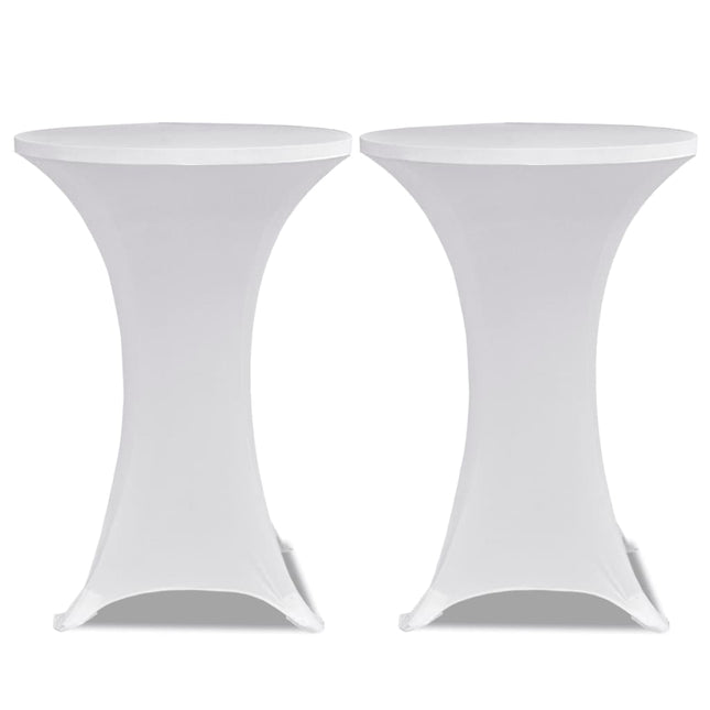 Copritavolo ?70 cm Bianco Tessuto elasticizzato 2 pezzi