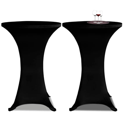 Copritavolo Ã˜ 60 cm Nero Tessuto elasticizzato 2 pezzi
