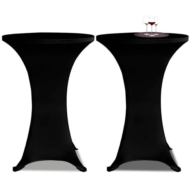 Copritavolo Ã˜ 60 cm Nero Tessuto elasticizzato 2 pezzi