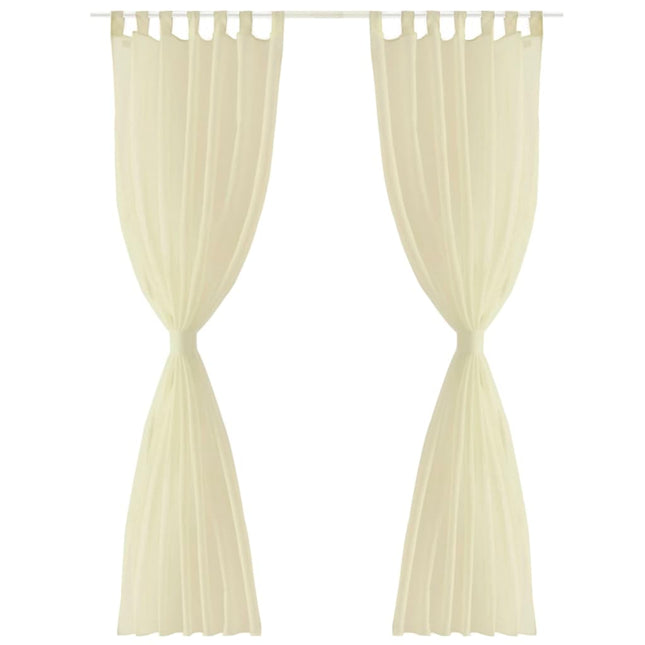 Tenda Trasparente Colore Crema 140 x 225 cm 2 pezzi
