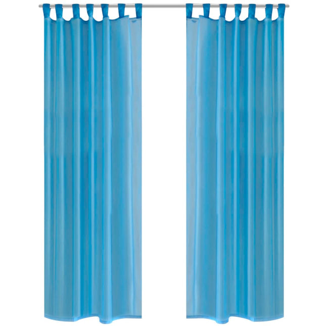 Tende Trasparenti 2 pz Turchese 140 x 225 cm