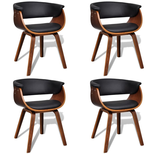 Sedie da Pranzo 4 pz in Legno Curvato e Similpelle