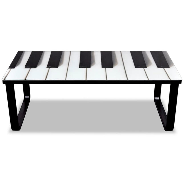 Tavolino da Salotto con Piano in Vetro con Stampa Pianoforte
