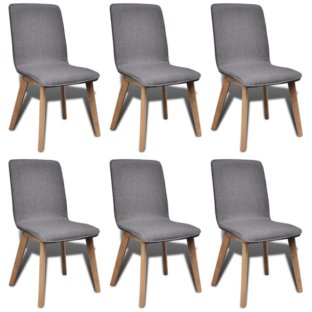 Sedie da Pranzo 6 pz Grigio Chiaro Tessuto e Massello di Rovere
