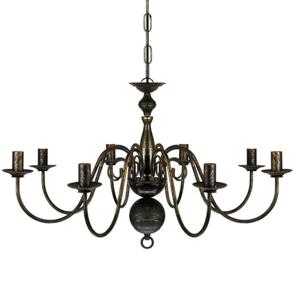 Lampadario Stile Antico Metallo Nero Lampadine 8 x E14