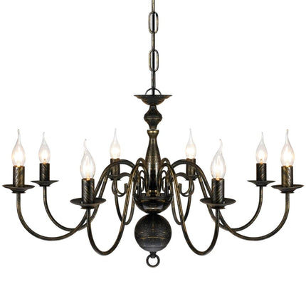 Lampadario Stile Antico Metallo Nero Lampadine 8 x E14