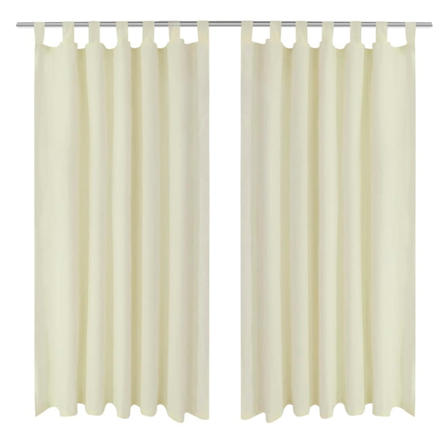 Tende in Micro-Raso Crema 2 pz con Occhielli 140 x 175 cm