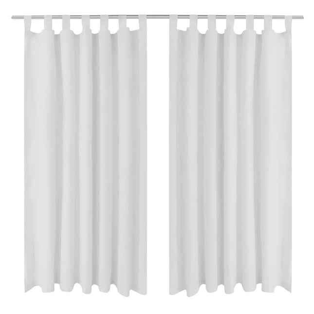 Tende in Micro-Raso Bianche 2 pz con Occhielli 140 x 175 cm