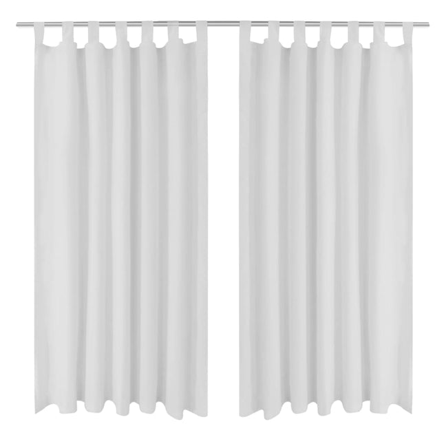 Tende in Micro-Raso Bianche 2 pz con Occhielli 140 x 225 cm