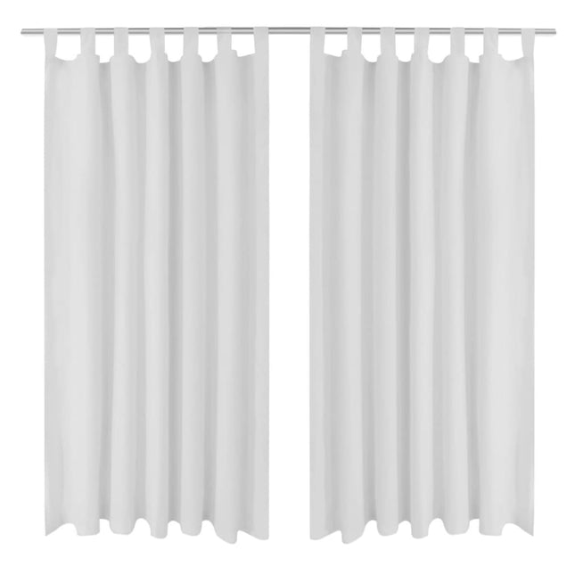Tende in Micro-Raso Bianche 2 pz con Occhielli 140 x 245 cm