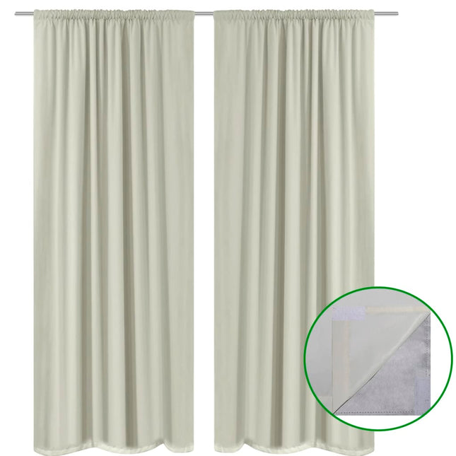 Tende Oscuranti 2 Strati 2 pz 140x245cm Crema Risparmio Energia