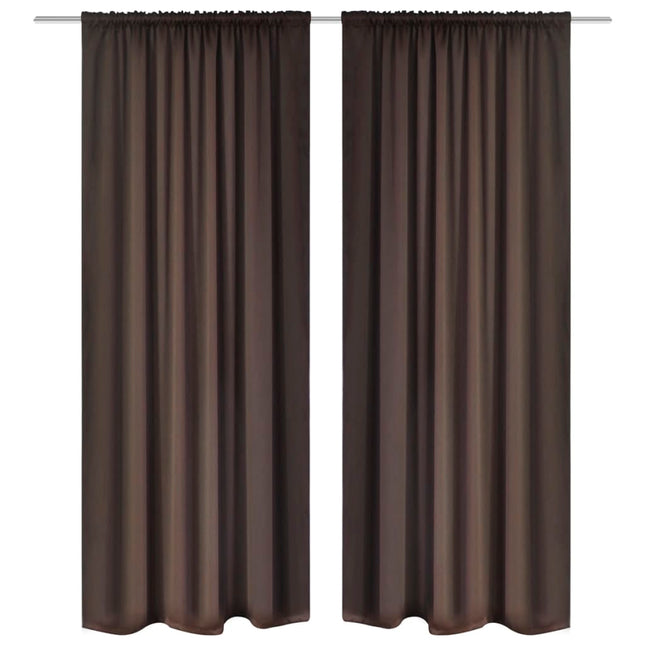Tende Oscuranti con Testa a Fessura 2 pz Marroni 135x245 cm