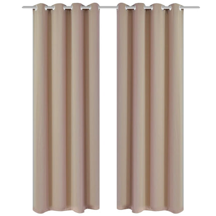 Tende Oscuranti Blackout Crema con Anelli di Metallo 135 x 245 cm 2 pz