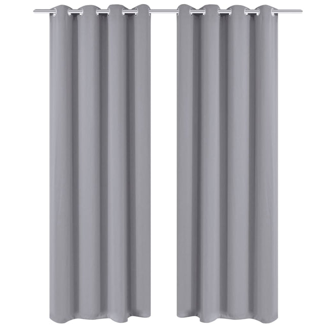 Tende Oscuranti Grigie con Anelli Metallo Blackout 135 x 245 cm 2 pz