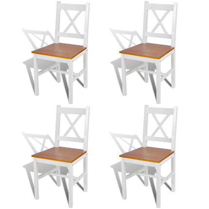 Sedie da Pranzo 4 pz Bianche in Legno di Pino