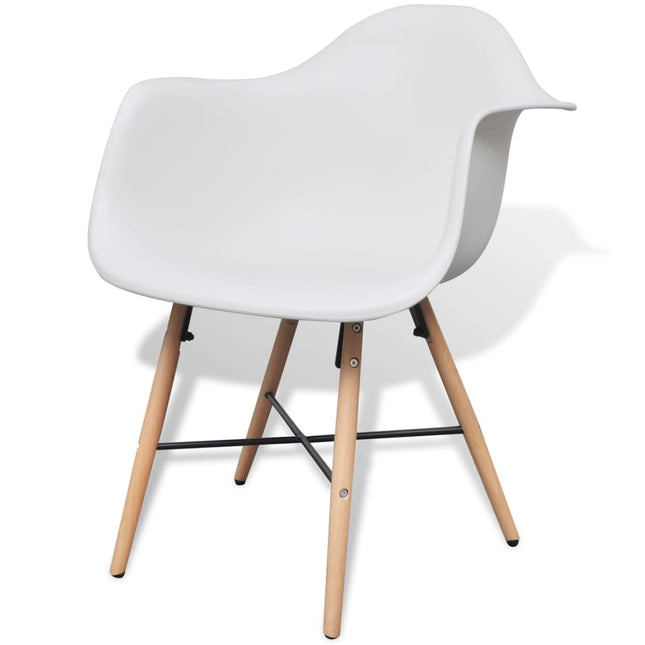 Sedie da Pranzo 2pz Bianche in Plastica e Legno di Faggio