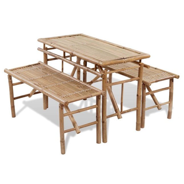 Tavolo da Birreria con 2 Panchine 100 cm in BambÃ¹