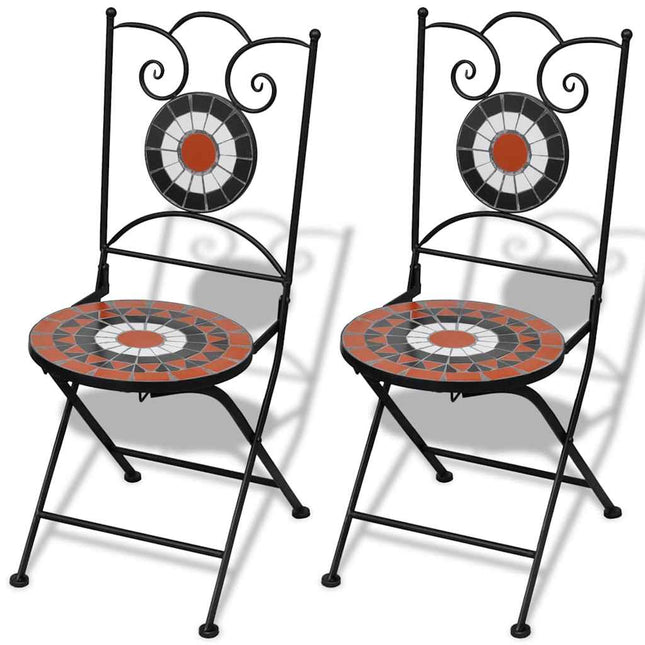 Sedie da Bistrot Pieghevoli 2 pz Ceramica Terracotta e Bianco