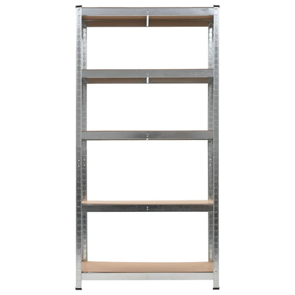 Scaffali Resistenti 5 Strati 10pz Argento Acciaio e Multistrato