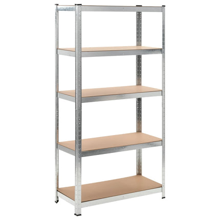Scaffali Resistenti 5 Strati 10pz Argento Acciaio e Multistrato