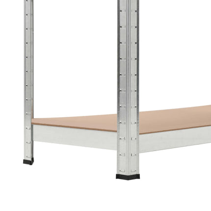 Scaffali Resistenti 5 Strati 2 pz Argento Acciaio e Multistrato
