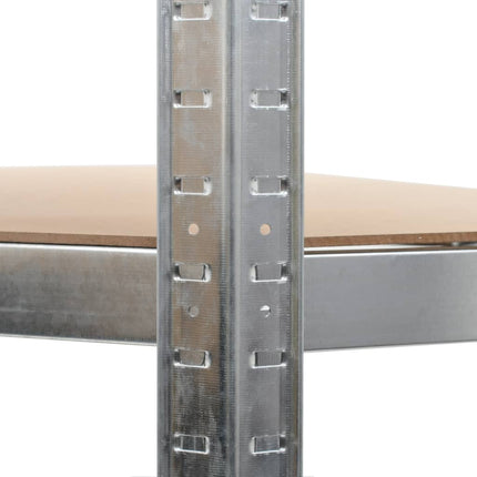 Scaffali Resistenti 5 Strati 2 pz Argento Acciaio e Multistrato