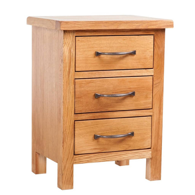 Comodino con 3 Cassetti 40x30x54 cm in Legno Massello di Rovere