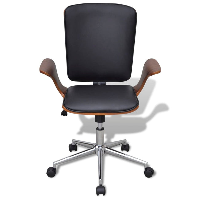 Sedia da Ufficio Girevole in Legno Curvato e Similpelle