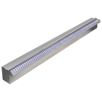 Cascata per Laghetto Rettangolare con LED in Acciaio Inox 90 cm