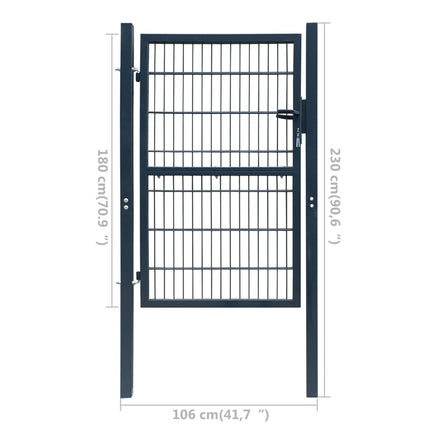 Cancello per Recinzione 2D (Singolo) Grigio Antracite 106x230cm