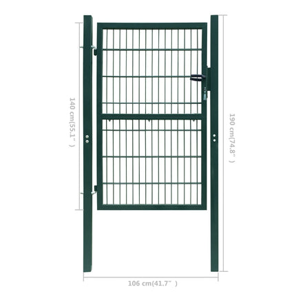 Cancello da Giardino 2D (Singolo) Verde 106 x 190 cm