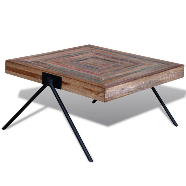 Tavolino da Salotto con Gambe a V in Legno di Recupero di Teak