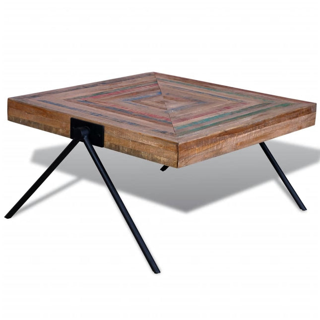 Tavolino da Salotto con Gambe a V in Legno di Recupero di Teak