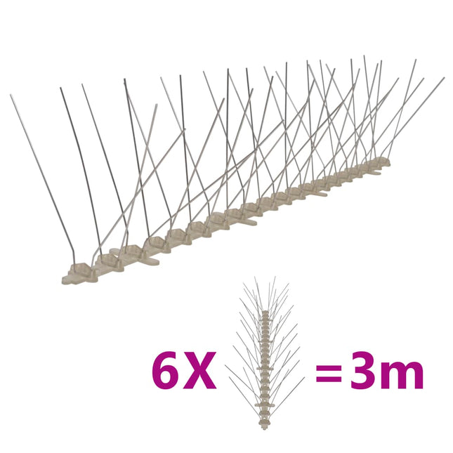 Set Dissuasori per Uccelli e Piccioni 6 pz 4 File 3 m