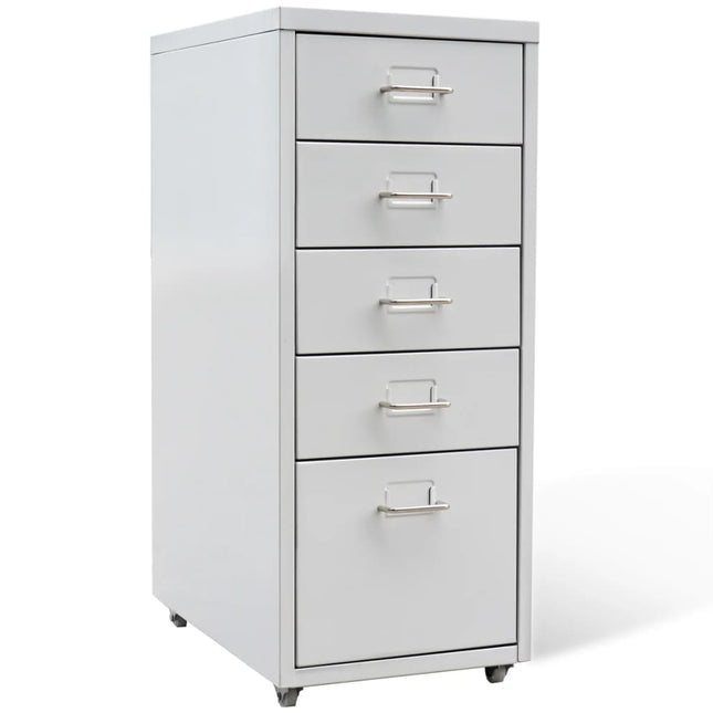 Schedario con 5 Cassetti Grigio 68,5 cm in Acciaio