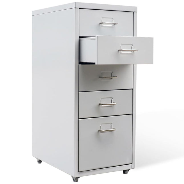 Schedario con 5 Cassetti Grigio 68,5 cm in Acciaio